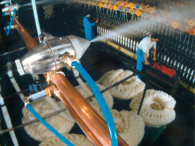 JetSpray humidification in textile processing